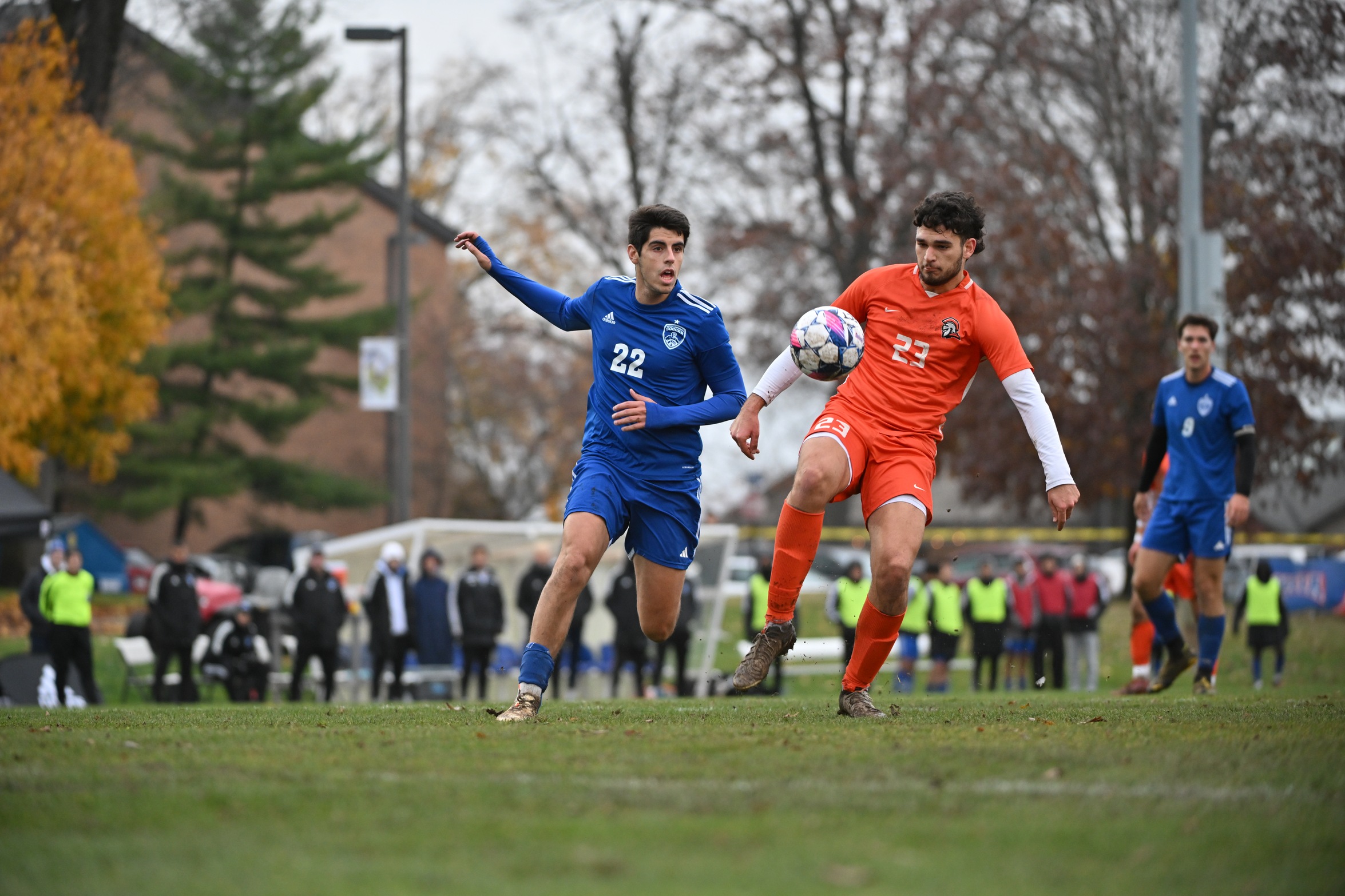 Miguel Martins battles for the ball against Indiana Tech